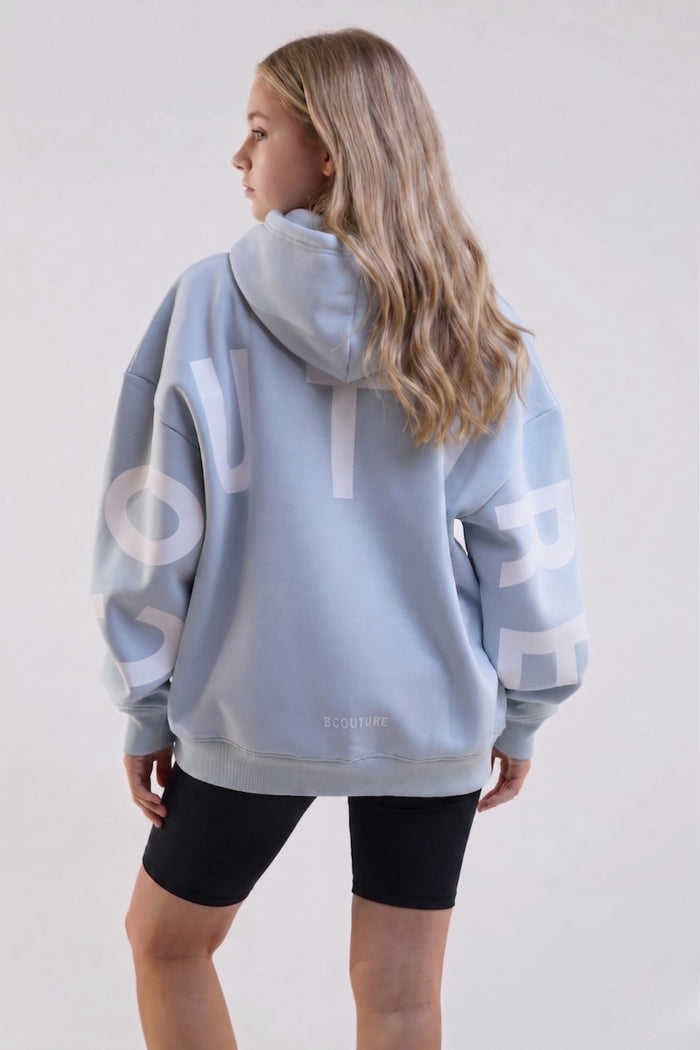 VXN Girls Cycling Shorts, Hoodie & T-Shirt Set - Blue