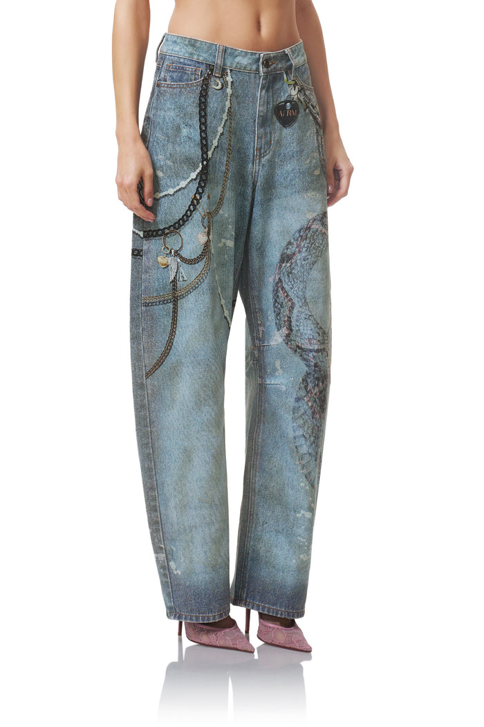 Walker Barrel Pant - Grunge Print