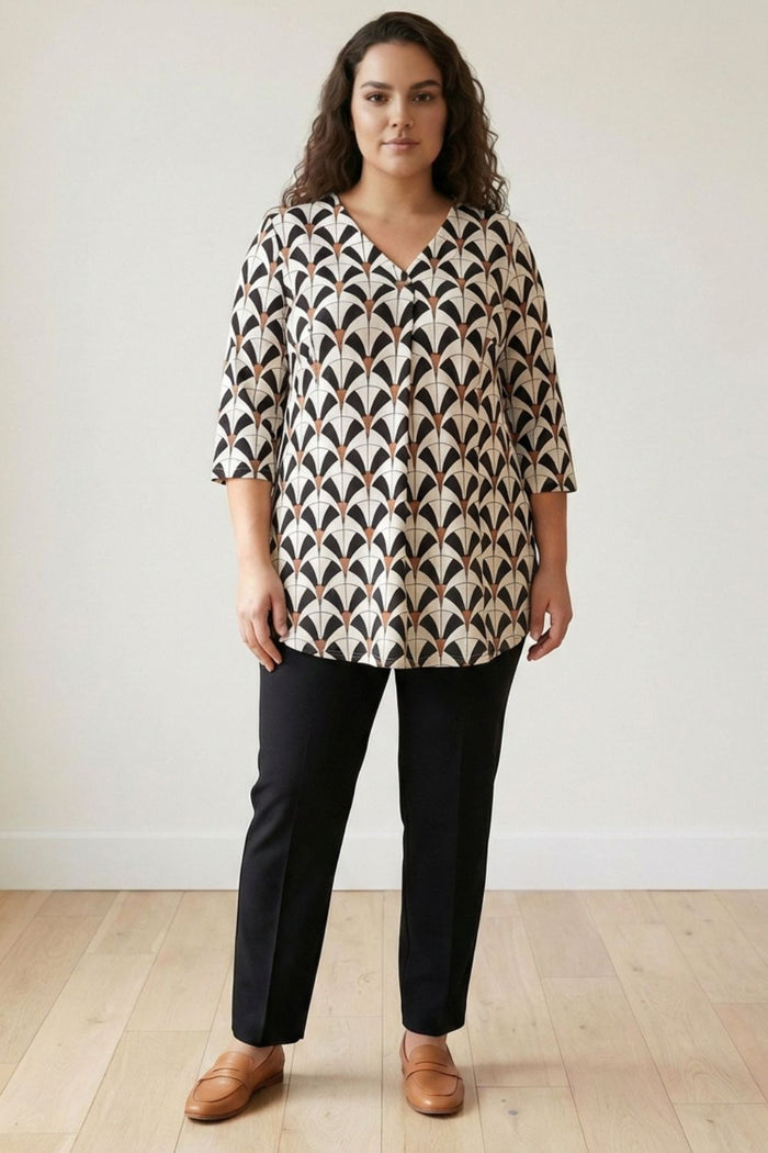 White Black Plus Size Top