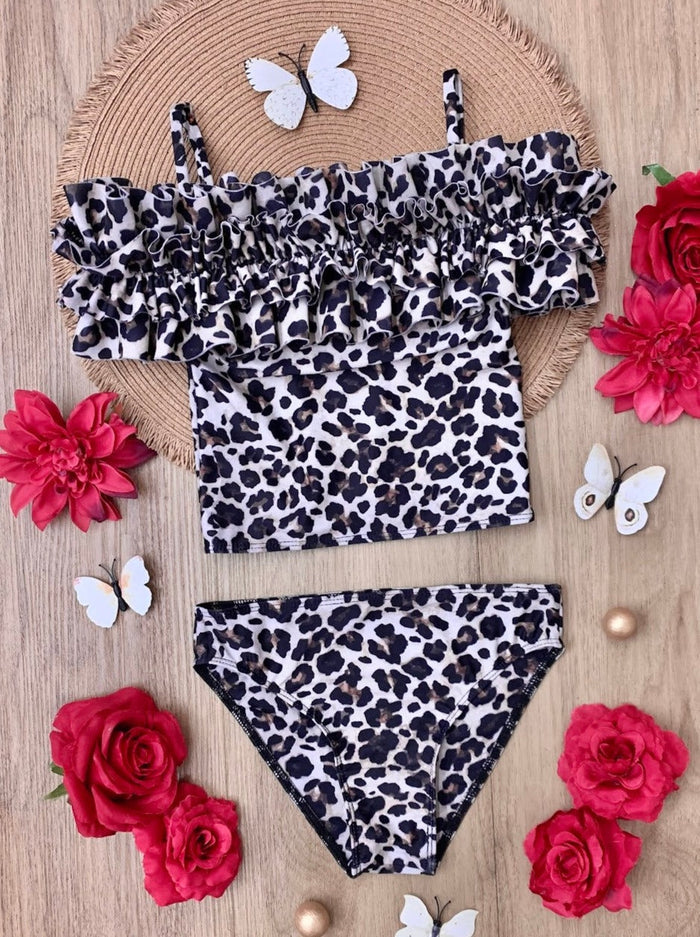 Wildcat Chic Ruffle Tankini Two Piece Swimsuit Mia Belle Girls