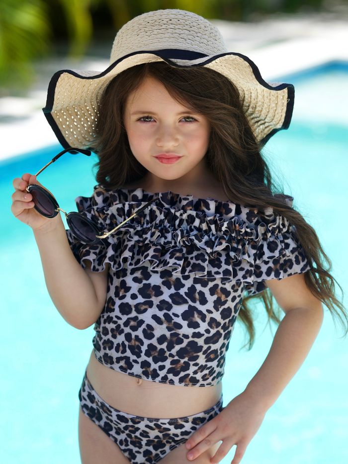 Wildcat Chic Ruffle Tankini Two Piece Swimsuit Mia Belle Girls
