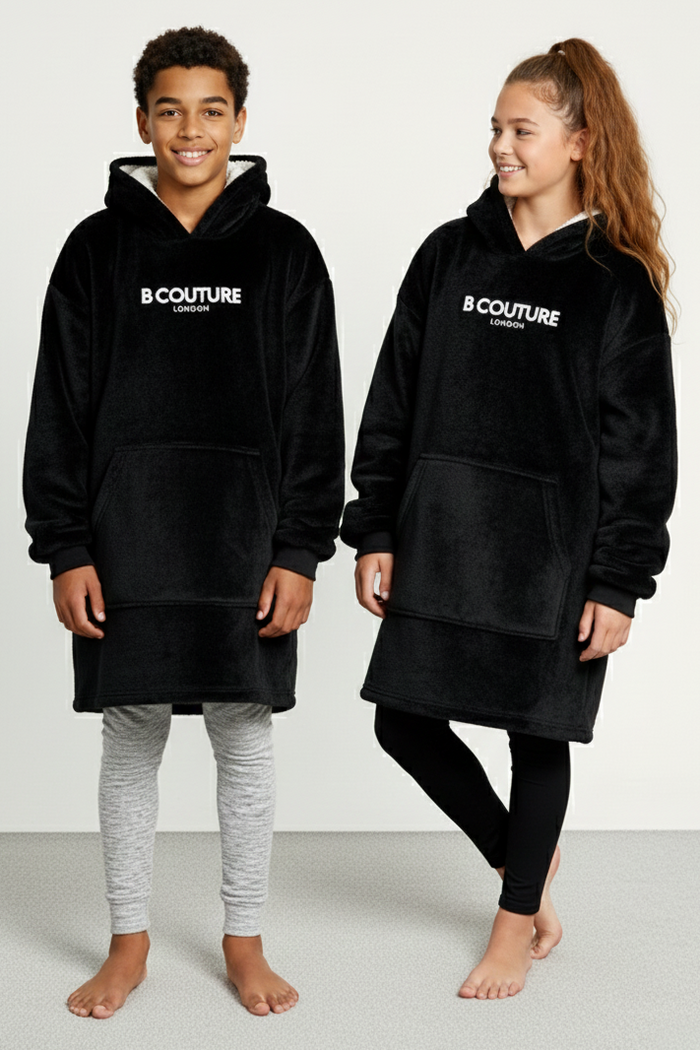 Windsor Double Weight Blanket Hoodie Junior - Black