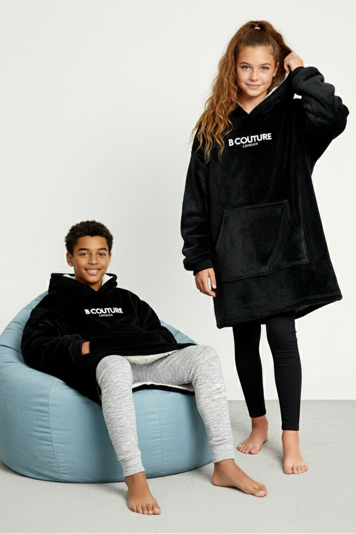 Windsor Double Weight Blanket Hoodie Junior - Black