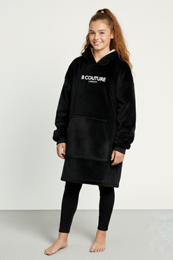 Windsor Double Weight Blanket Hoodie Junior - Black
