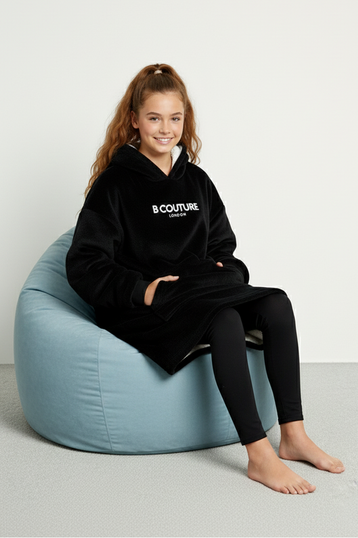 Windsor Double Weight Blanket Hoodie Junior - Black