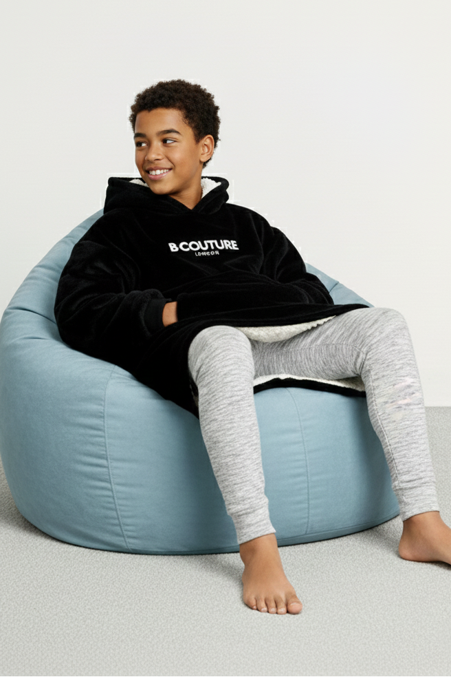 Windsor Double Weight Blanket Hoodie Junior - Black