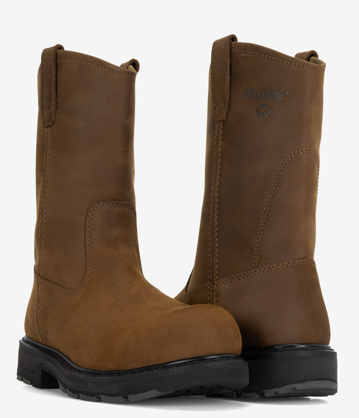 Wolverine 10" Wellington Steel Toe Work Boot - Brown