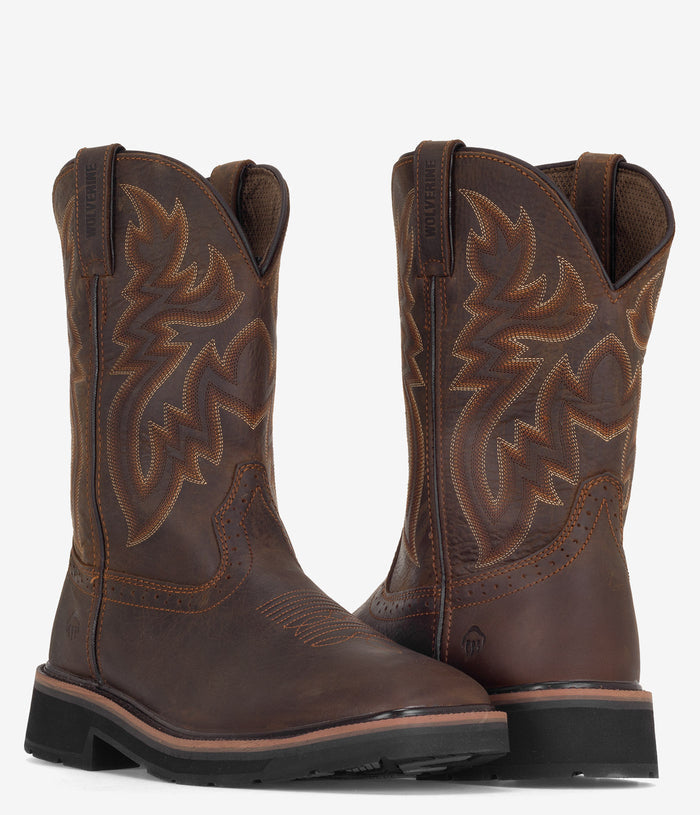 Wolverine Rancher Square Toe Wellington Boot - Brown