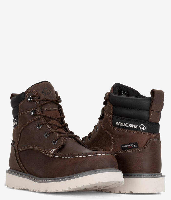 Wolverine Trade Wedge 6" Moc-Toe Waterproof Work Boot - Sudan Brown