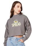 Women Cotton Blend Crop Sweatshirt | High Neck Graphic Pullover | Trendy Winter Casual Wear for Women & Girls Blueficus