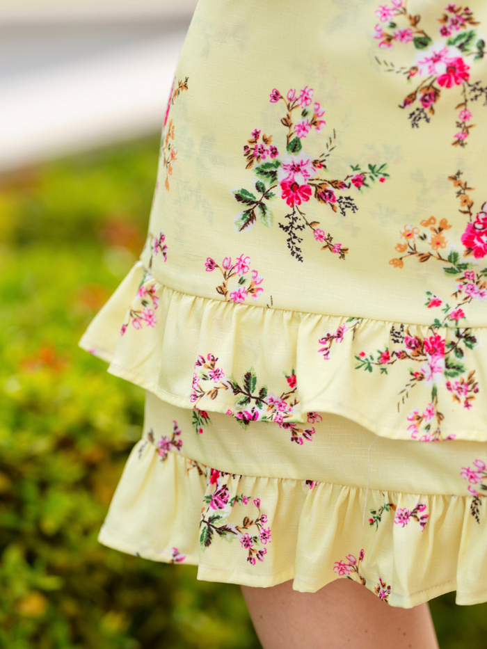 Women's Chasing Butterflies Floral Ruffle Hem Dress
