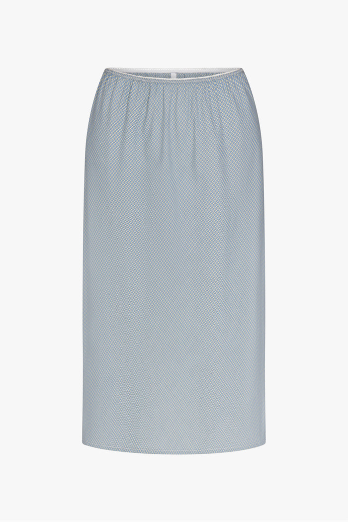 WOVEN BIAS MIDI SLIP SKIRT IN CAPRI