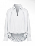 Woven Bubble High Low Blouse: White