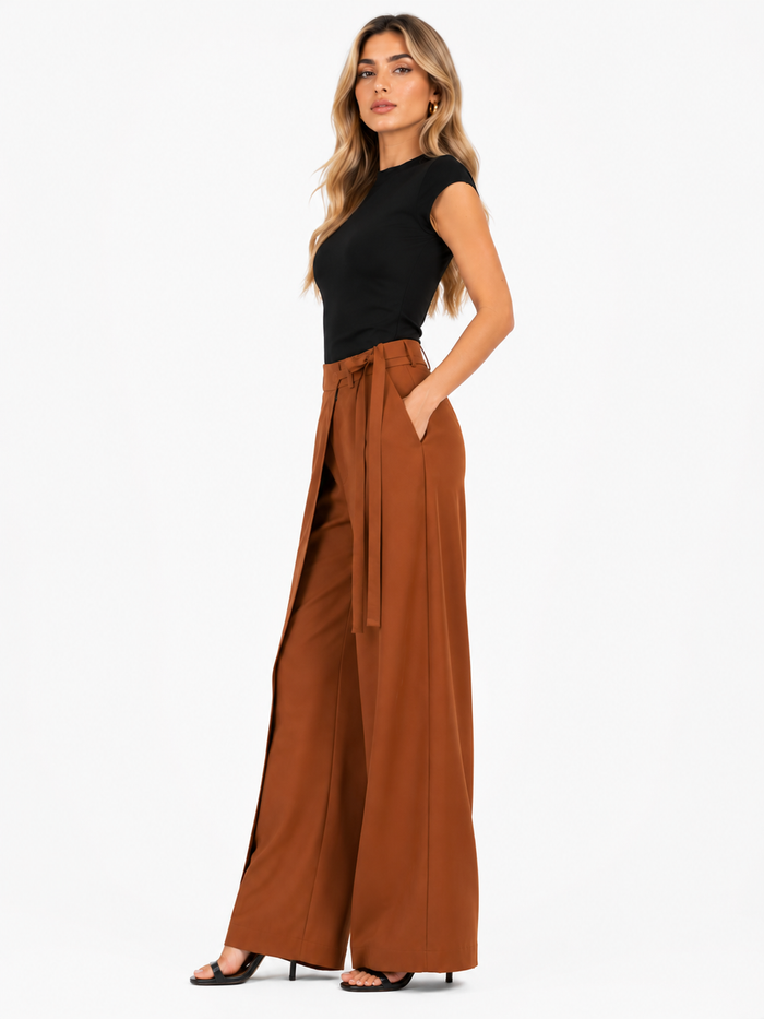 Wrap Front Wide Leg Pants - Siena