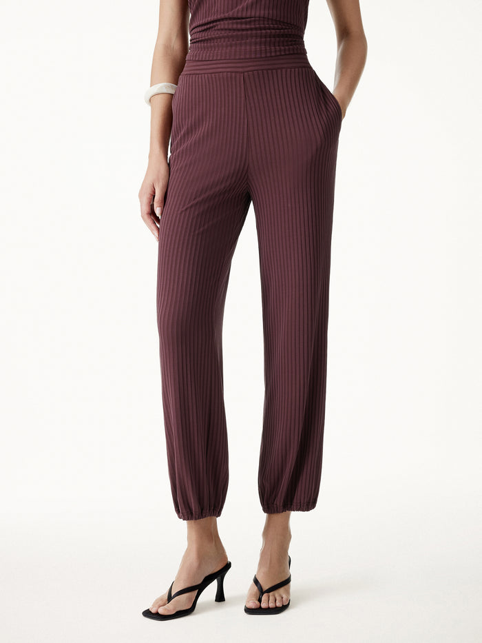 OGLmove Wrinkle-Free Ultra-soft Mid-Rise Cropped Lounge Pants with Pockets Ruby Berry XS