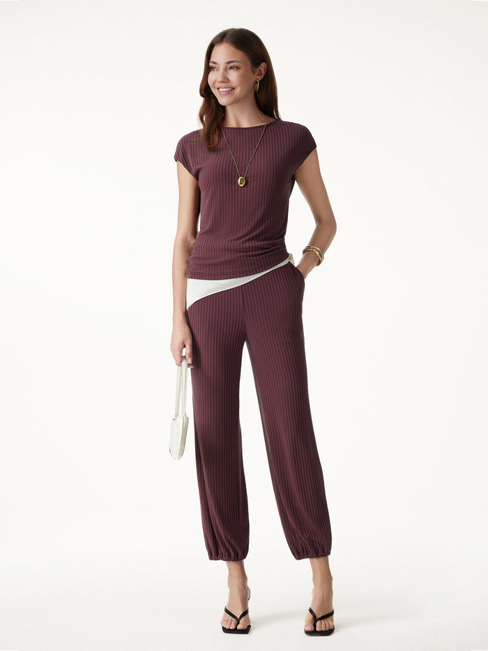 OGLmove Wrinkle-Free Ultra-soft Mid-Rise Cropped Lounge Pants with Pockets