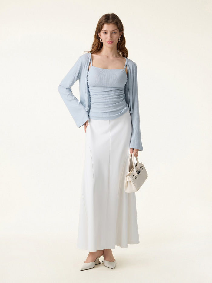OGLmove Wrinkle-Resistant A-Line Flared Maxi Skirt