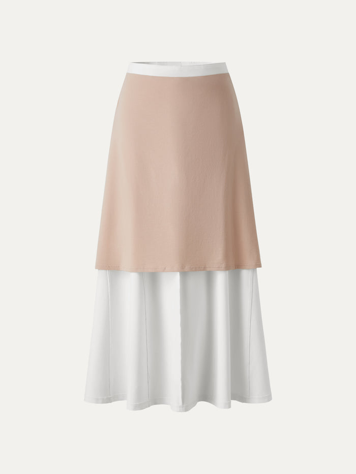 OGLmove Wrinkle-Resistant A-Line Flared Maxi Skirt