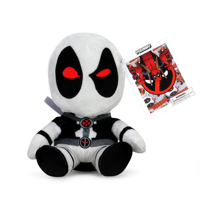 Marvel X-Force Deadpool Phunny plush by Kidrobot featuring Deadpool's character with soft, detailed plush fabric.