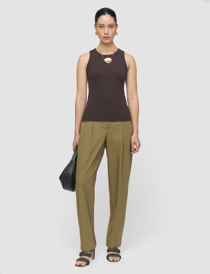 Brown Yeux Cotton Rib Vest - Joseph