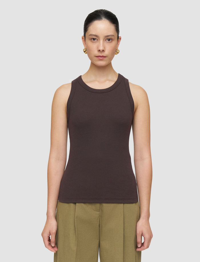 Brown Yeux Cotton Rib Vest - Joseph