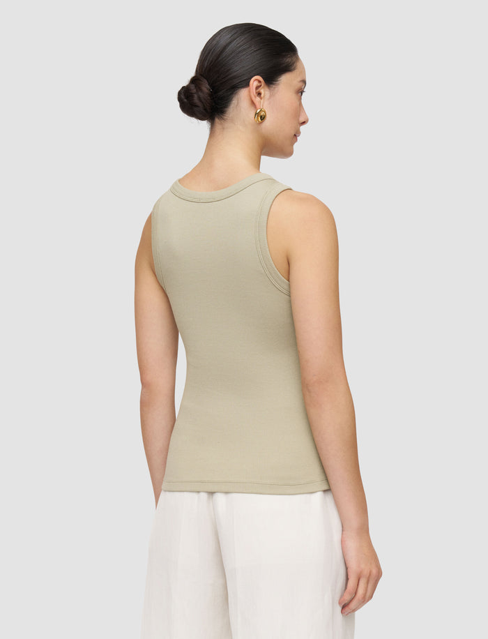 Green Yeux Cotton Rib Vest - Joseph
