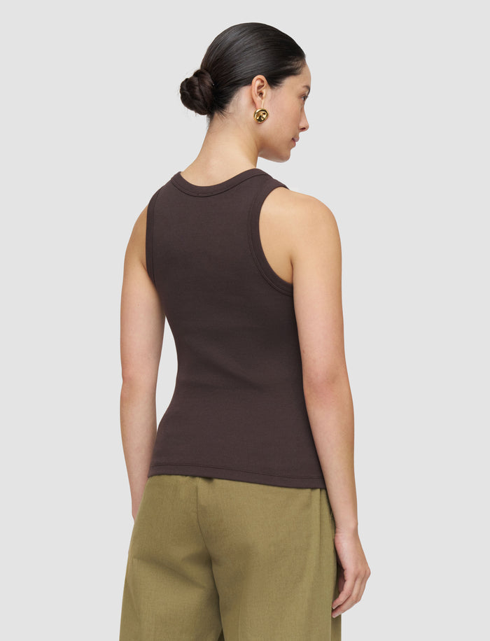 Brown Yeux Cotton Rib Vest - Joseph