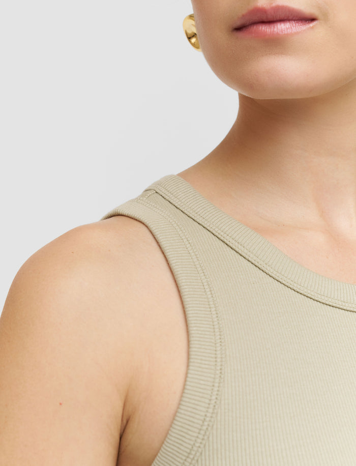 Green Yeux Cotton Rib Vest - Joseph