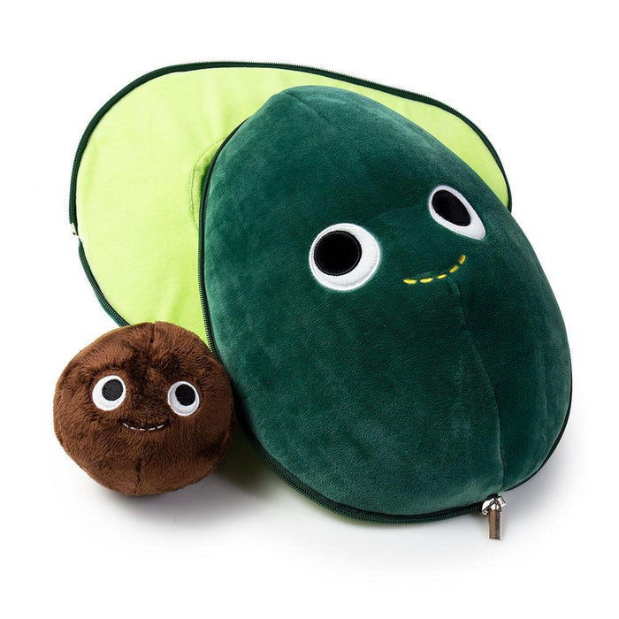 Yummy World 16-inch avocado plush with interactive plushie pit, soft and cuddly toy for kids and collectors
