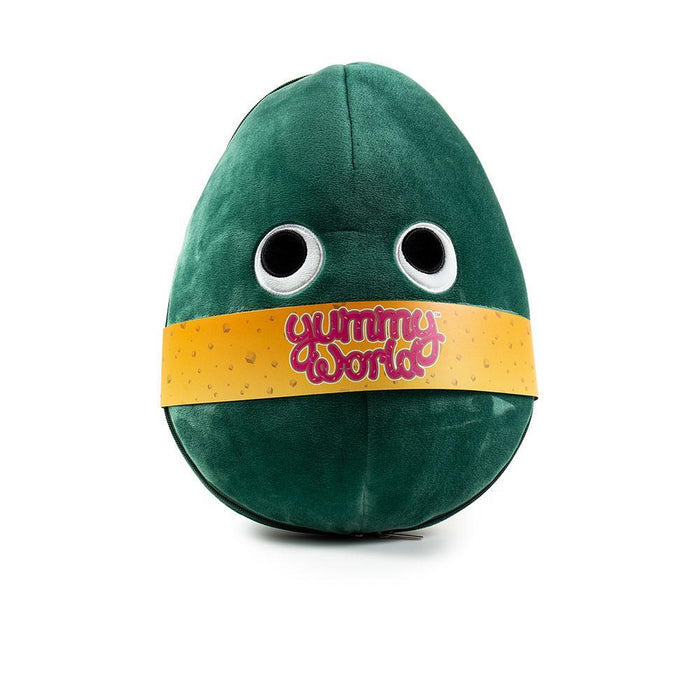 Yummy World 16-inch avocado plush with interactive plushie pit, soft and cuddly toy featuring detailed avocado design.