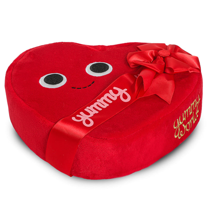 Yummy World Amore plush toy shaped like a heart box of chocolates, featuring interactive plush design and colorful detailing.