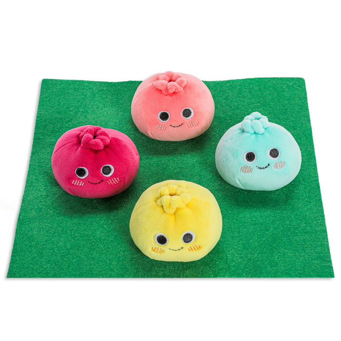 Yummy World Bao Basket 10-inch plush toy featuring adorable dumpling characters and interactive soft fabric details.