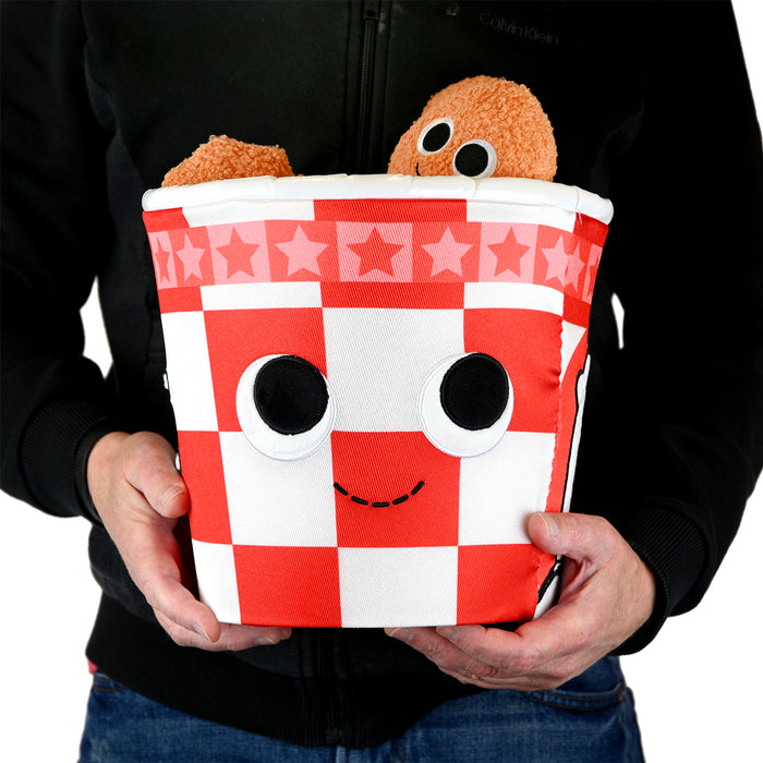 Yummy World Bertha Bucket of Fried Chicken plush toy featuring an interactive, soft stuffed character resembling a fried chicken bucket.
