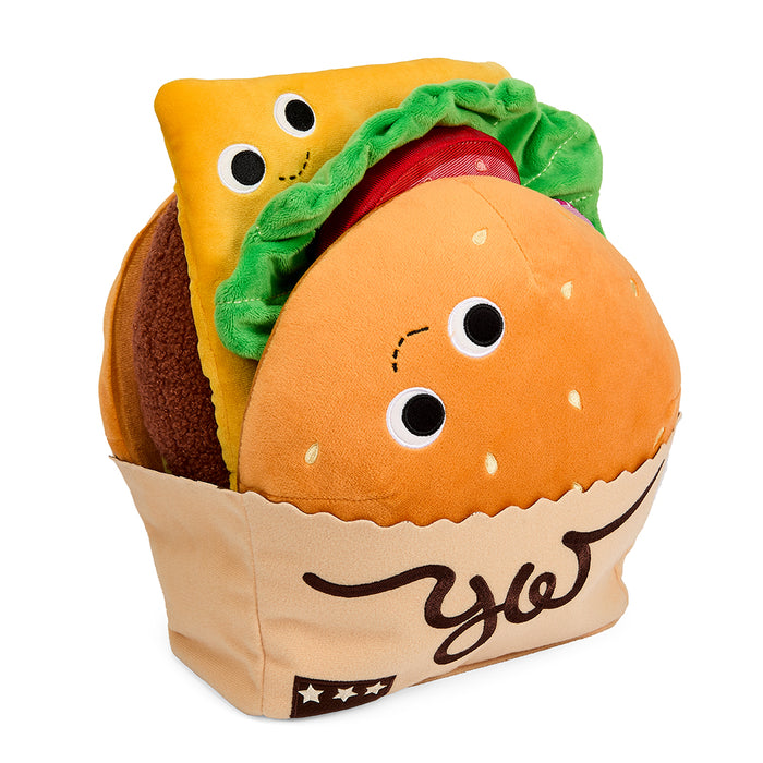 Yummy World Bonnie Burger 13-inch plush toy featuring a colorful, soft burger character with embroidered details.