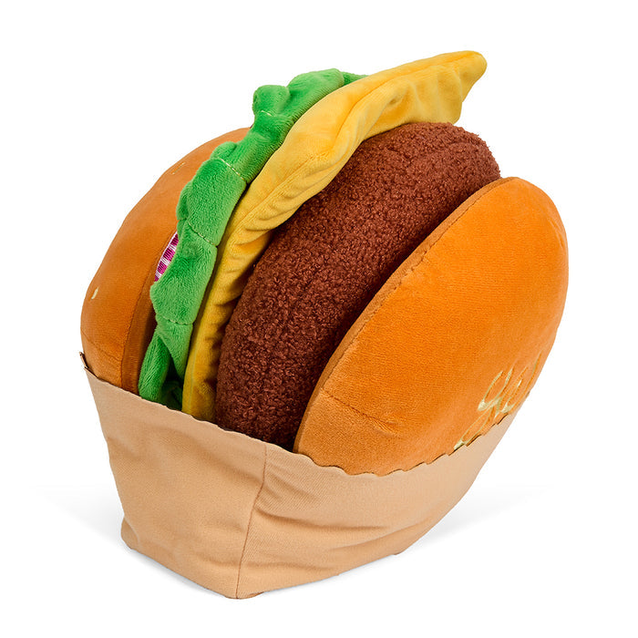 Yummy World Bonnie Burger 13-inch plush toy, soft interactive plush with detailed burger design and bright colors.