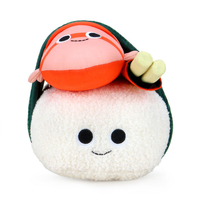Yummy World Bubba the Shrimp Nigiri Sushi plush toy, soft and interactive stuffed animal featuring a cute shrimp sushi character.