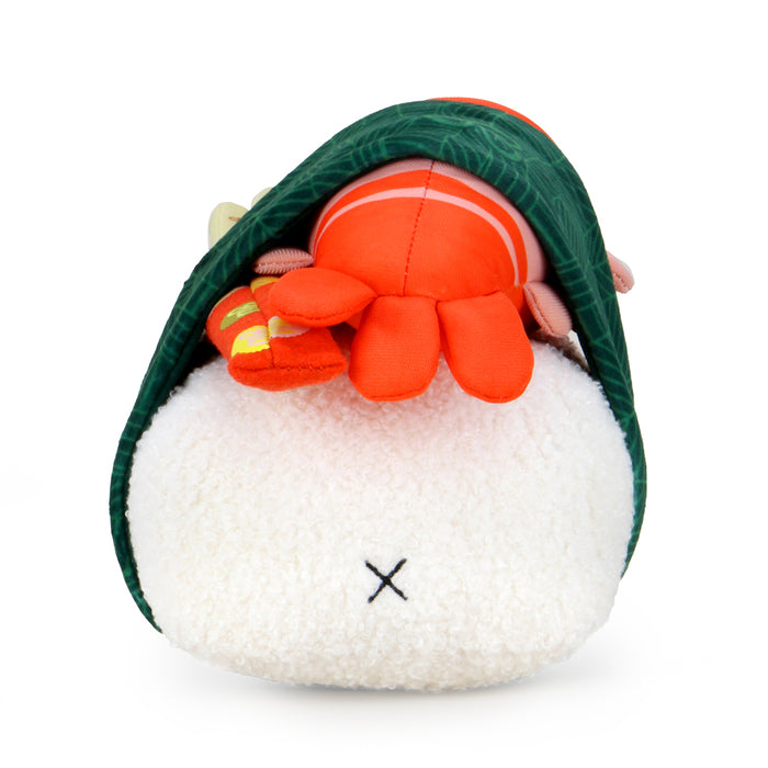 Yummy World Bubba the Shrimp Nigiri Sushi plush toy, soft interactive plush with detailed shrimp and sushi design.