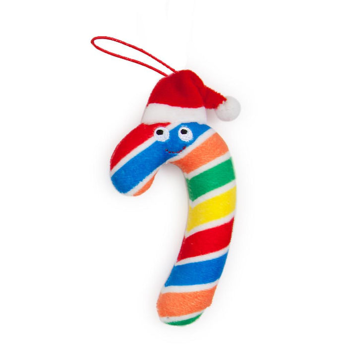 Yummy World Candy Cane Plush Ornaments 4-Pack featuring colorful, soft plush candy cane decorations for holiday decor.