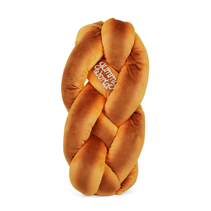 Yummy World 12-inch plush Challah bread toy with realistic bread details and soft fabric texture.