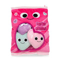 Yummy World 10-inch plush Conversation Hearts interactive plush toy with colorful heart-shaped design and smiling face.