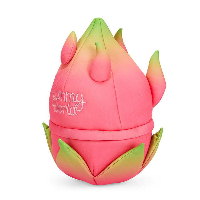 Yummy World Dante the Dragon Fruit 13-inch interactive plush toy with bright pink and green colors, soft fabric, and detailed features.