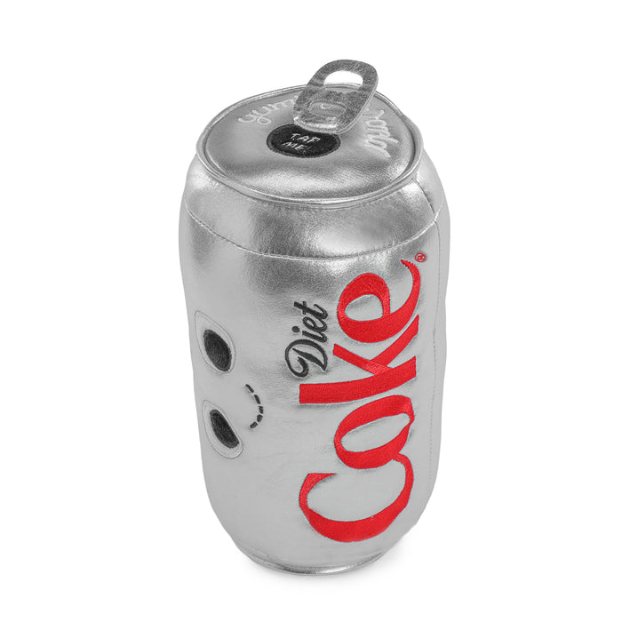 Coca-Cola Yummy World 10-inch plush toy resembling a Diet Coke can with sound feature, soft and colorful plush material.