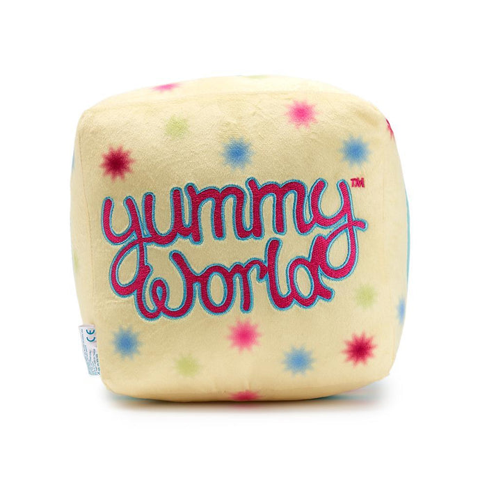 Yummy World Finn Funfetti Cake plush toy showing a colorful, soft plush with cake and sprinkles design.