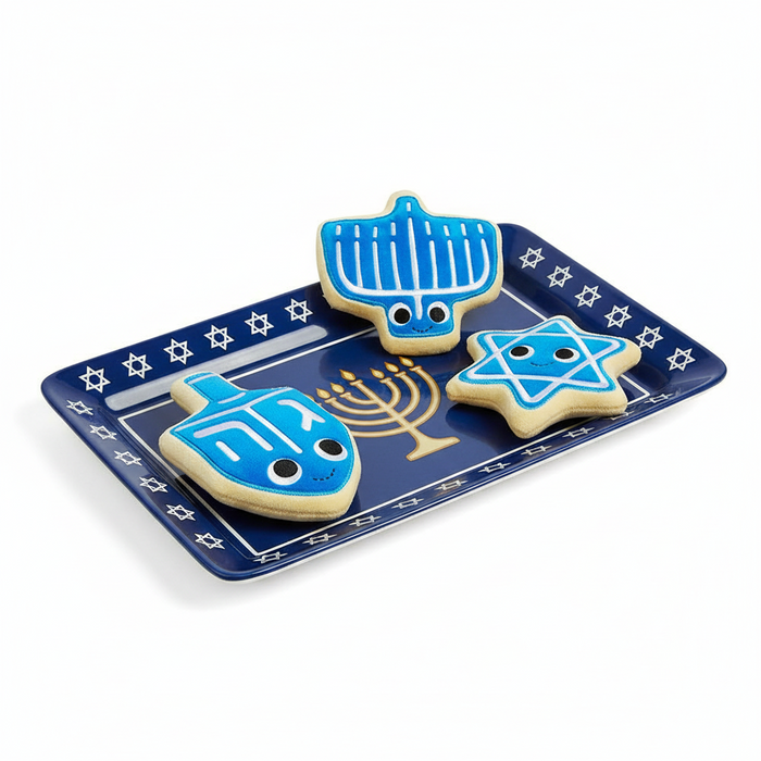 Set of three Yummy World Hanukkah cookie plush toys by Kidrobot, soft and colorful holiday-themed plush dolls for kids.