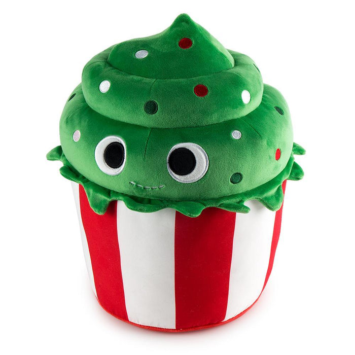 Yummy World Holiday Cupcake 16-inch plush by Kidrobot featuring a colorful, soft cupcake character with festive holiday details.