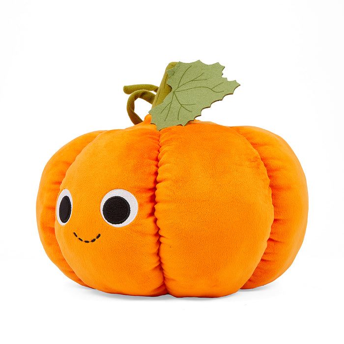 Yummy World Jack O’Lantern interactive plush with candy corns, soft orange pumpkin toy for kids, by Kidrobot.