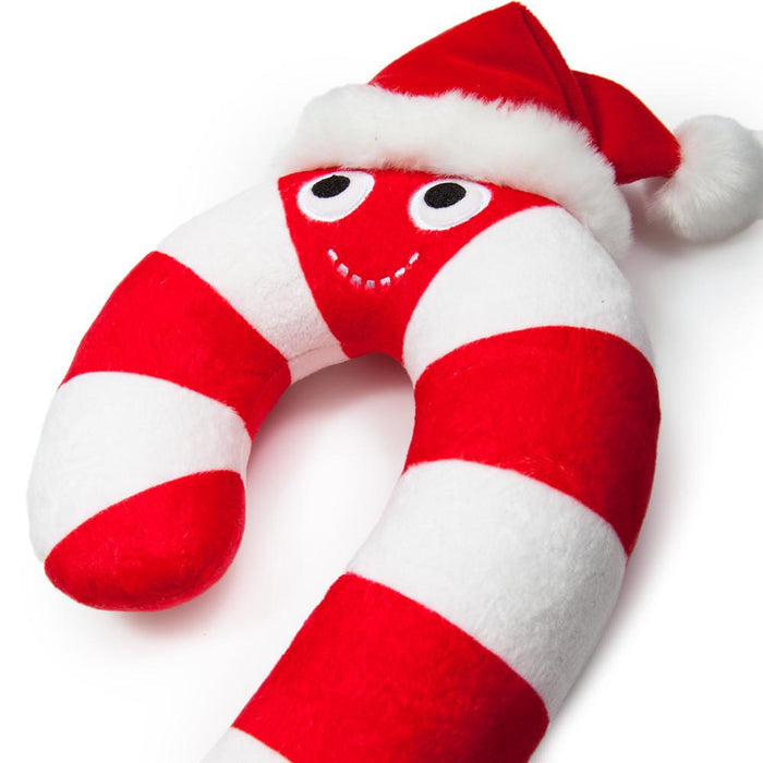 Yummy World Kris Cane the Candy Cane plush toy with red and white striped design and soft fabric texture.