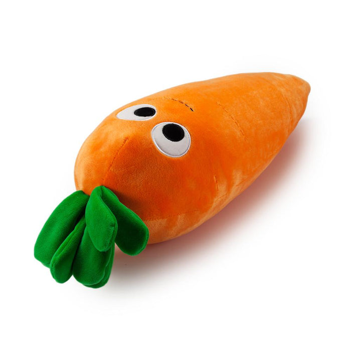 Yummy World Large Clara Carrot plush toy with bright orange carrot shape and friendly embroidered face, soft and cuddly.