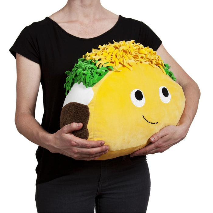 Large Flaco Taco plush by Yummy World Kidrobot featuring a colorful taco character with a soft, cuddly texture.