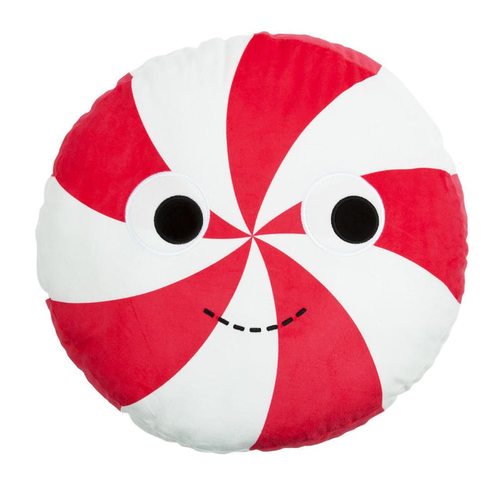 Yummy World Large Peppermint Candy Plush Pillow featuring a colorful, soft plush pillow with peppermint candy design.